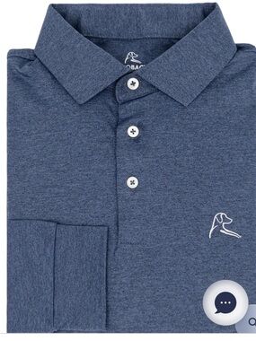 Rhoback Heather Slate Long Sleeve Polo - Navy Gray in size large